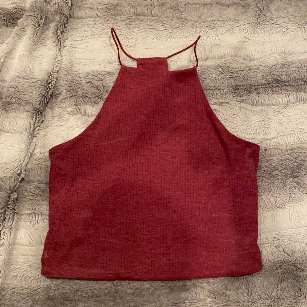 Maroon high neck crop top. Brand: Me to We. Size S